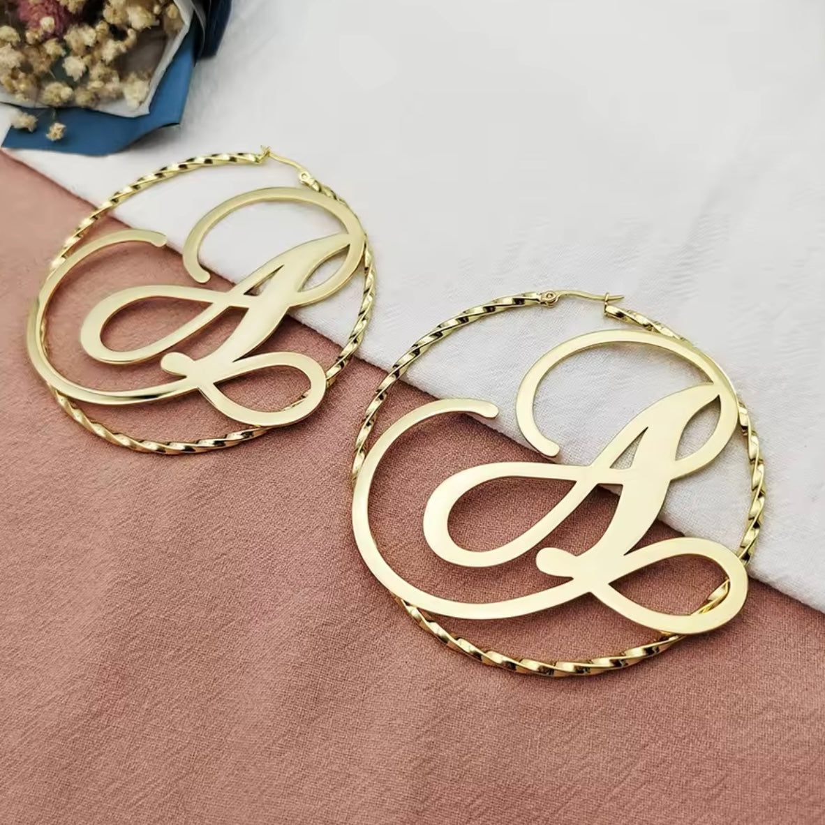 Twist Initial Custom Hoops (75mm)