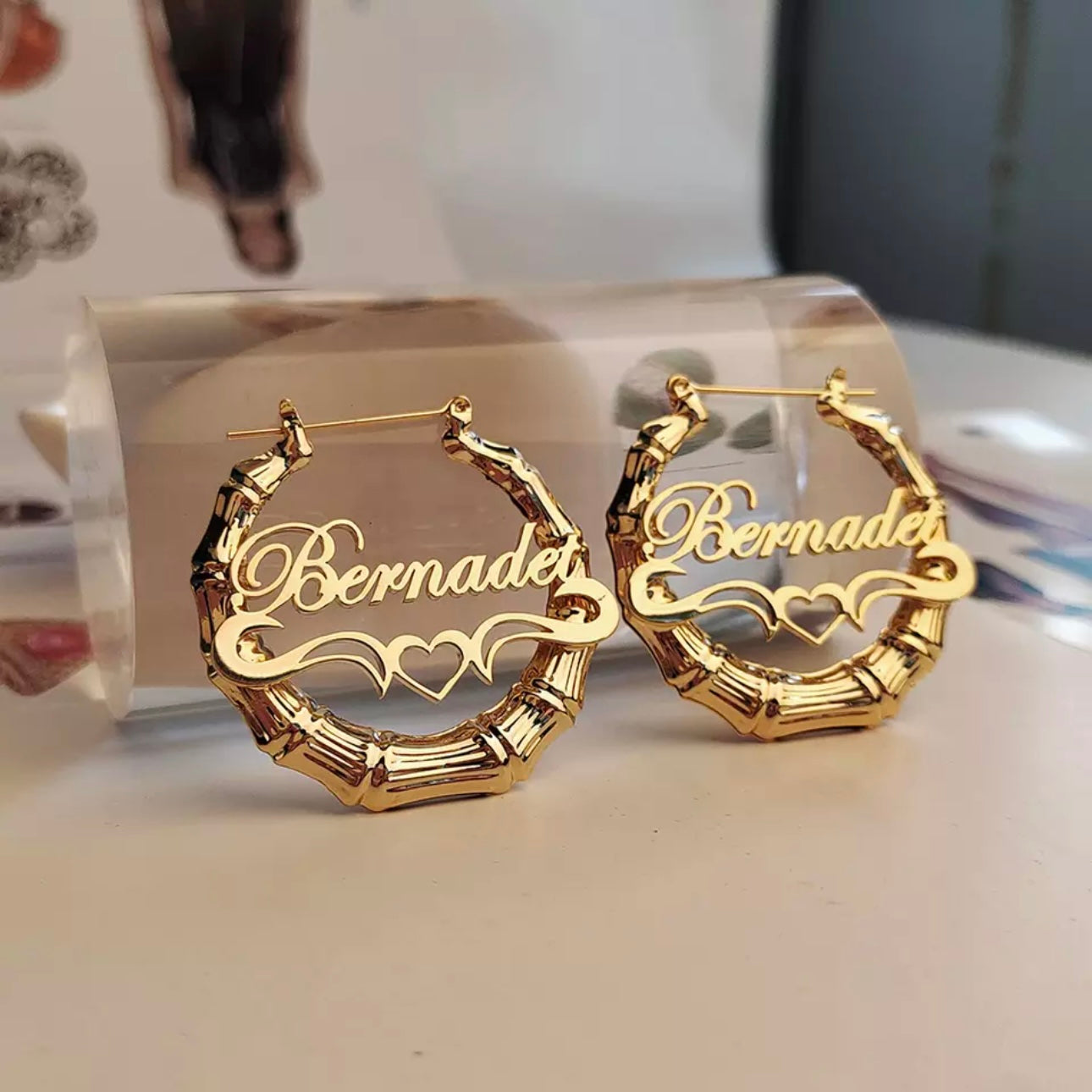 Bamboo Hoops with Heart