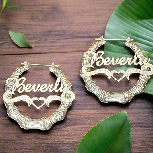 Bamboo Custom Name Earrings
